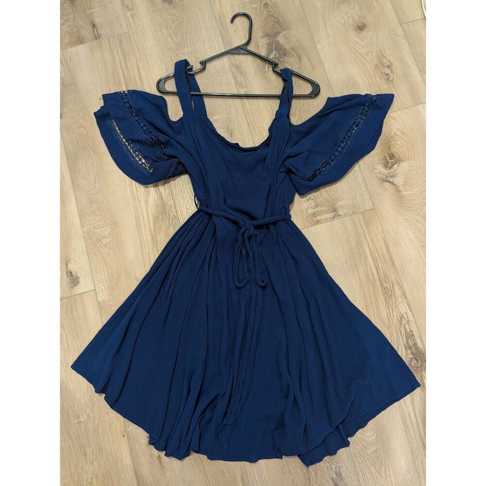 City Chic Dress Trim Shoulder Boho Festival Gypsy Women's Plus 22 3X 4X Navy